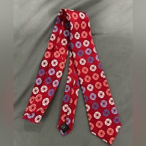 Michael Kors Red Geometric Silk Tie